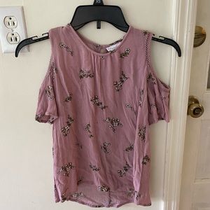 Floral shoulder cut out top